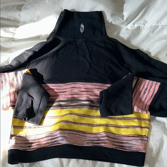 Free People Black, Pink, and Yellow Turtleneck Sweater - Picture 6 of 10